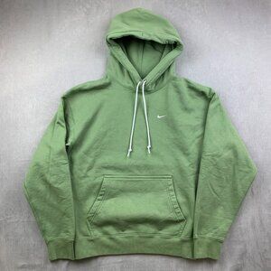 Nike Mens Sweater Small Green Hoodie Long Sleeve Solo Swoosh Heavyweight Fleece